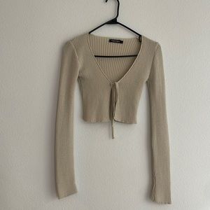 NASTY GAL Knit Longsleeve Top - Tan
